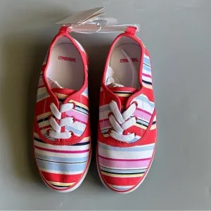 PanacheProse Gymboree Little Girl’s Size 1 Floral Canvas Shoes Tennis Flat Sneakers Brand New
