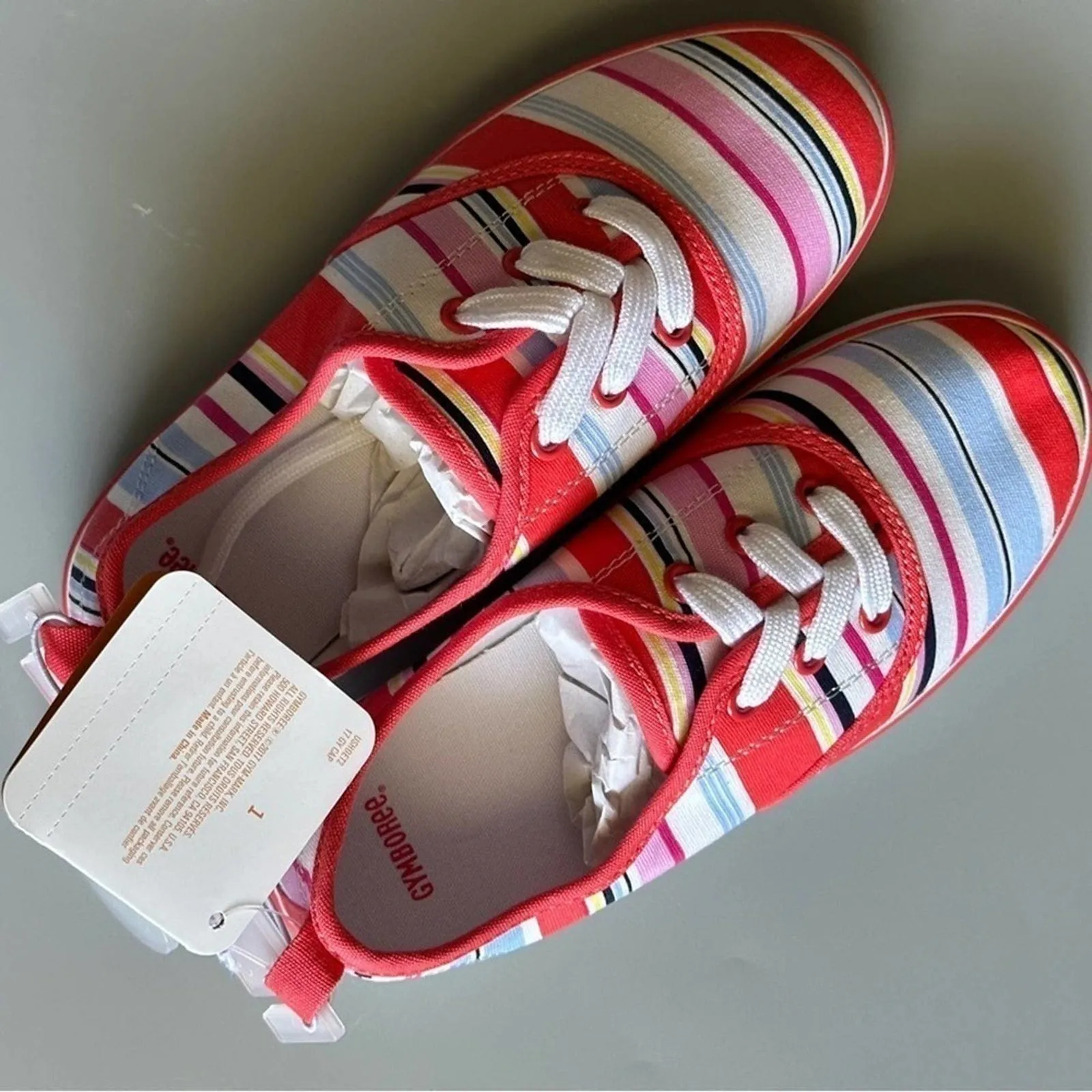 PanacheProse Gymboree Little Girl’s Size 1 Floral Canvas Shoes Tennis Flat Sneakers Brand New
