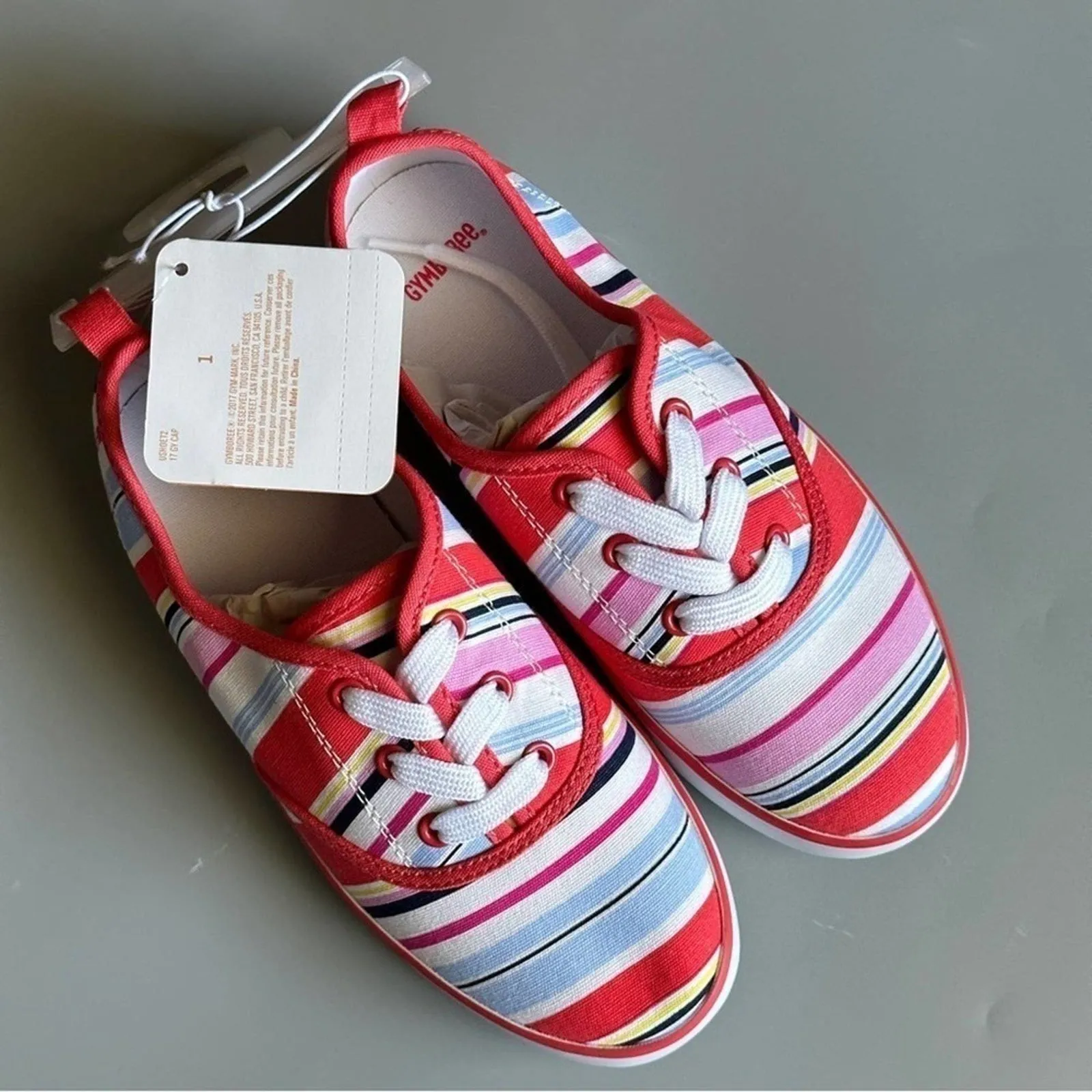 PanacheProse Gymboree Little Girl’s Size 1 Floral Canvas Shoes Tennis Flat Sneakers Brand New