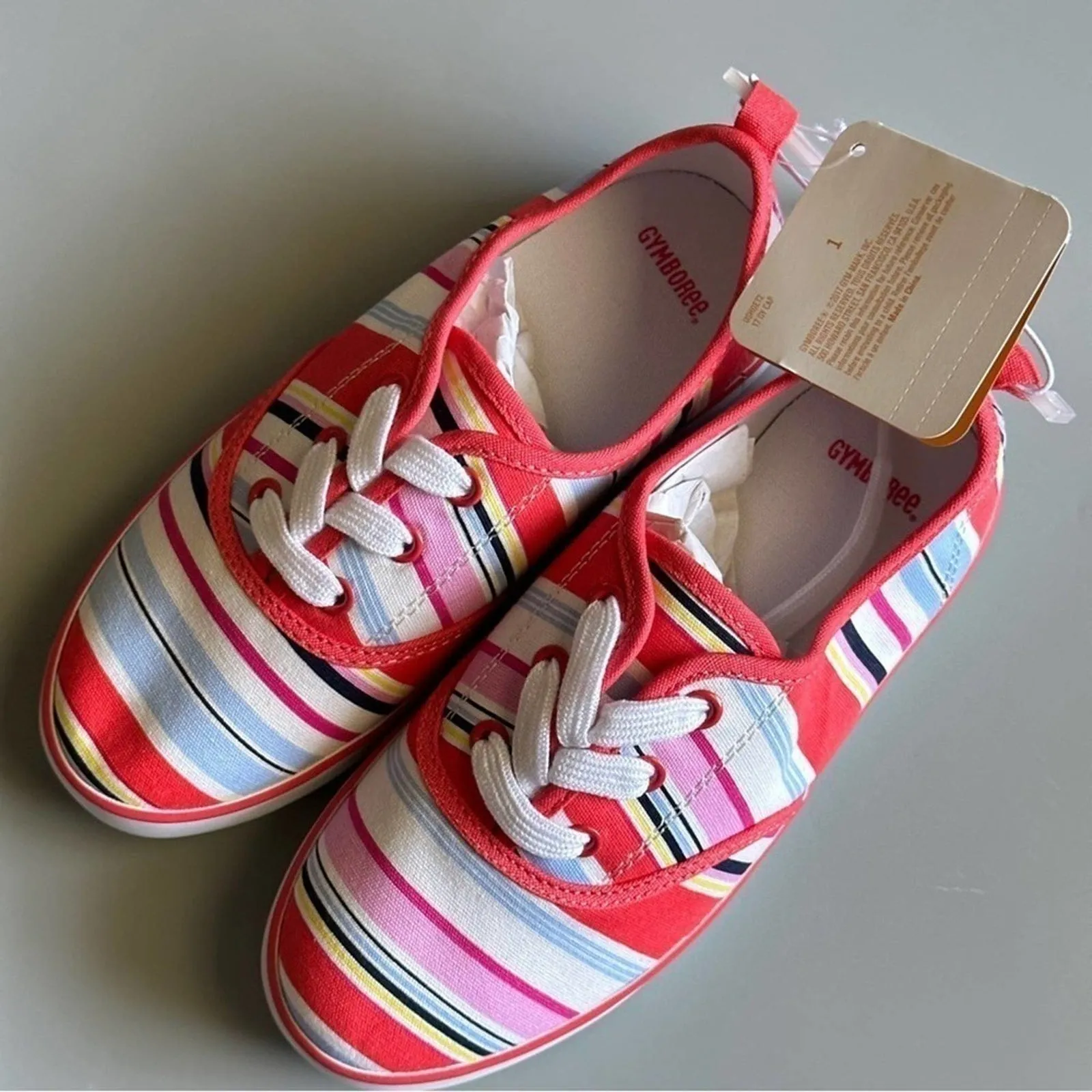 PanacheProse Gymboree Little Girl’s Size 1 Floral Canvas Shoes Tennis Flat Sneakers Brand New