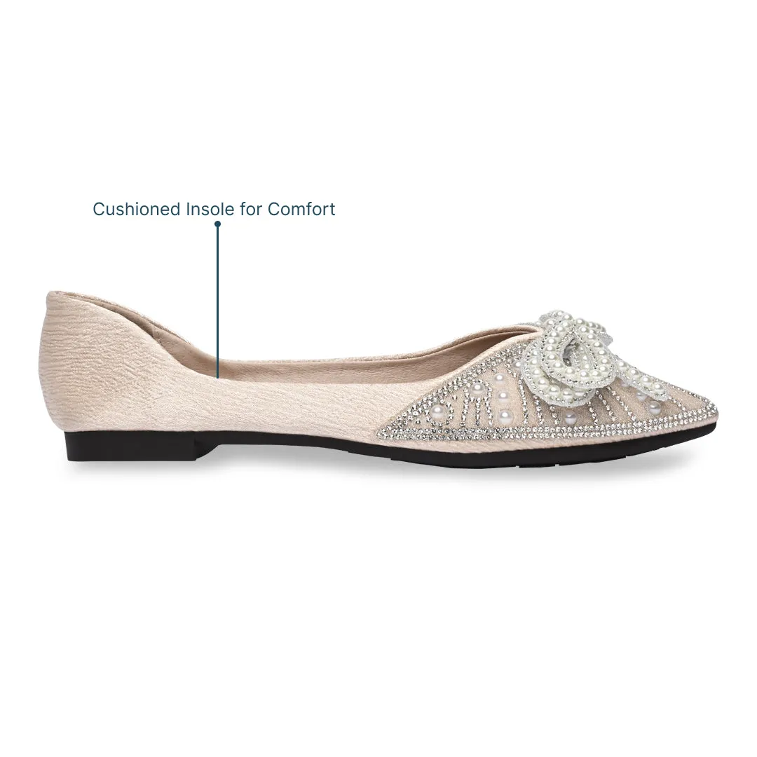 Pearled Bow White Ballerina