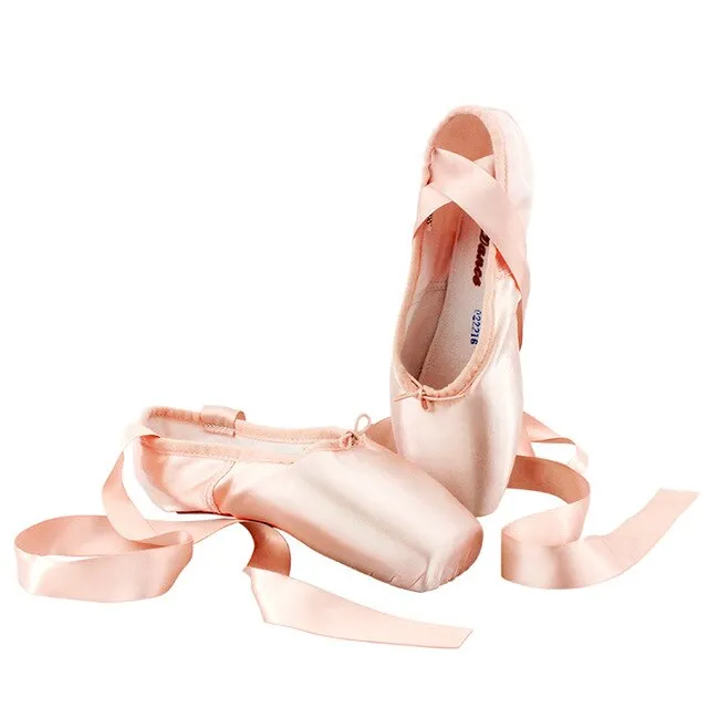 Pointed Shoes Bandage Ballet Dance Shoes Girl Professional Canvas/Satin Dance Shoes with Silicone Toe Pads Women Shoes Flats
