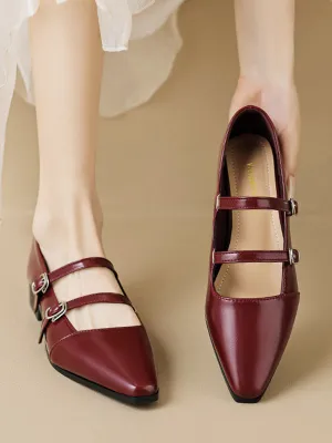 Pointed-Toe Shallow Cut Split-Joint Flat Shoes