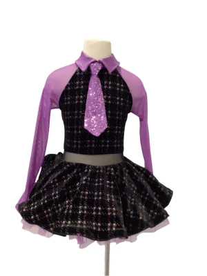 Purple and Black Tutu Dress with Tie
