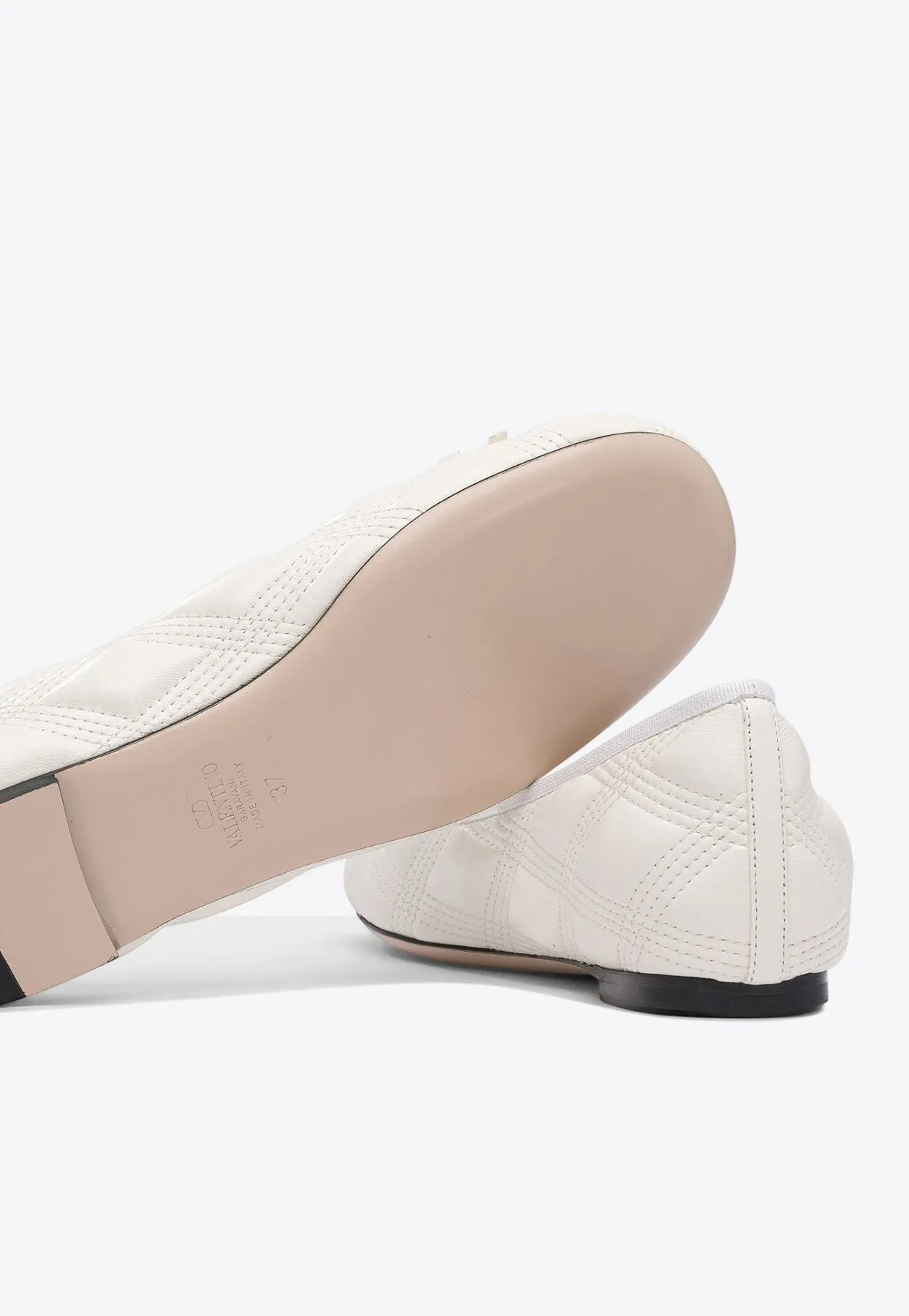 Quilted Leather Bow Ballet Flats