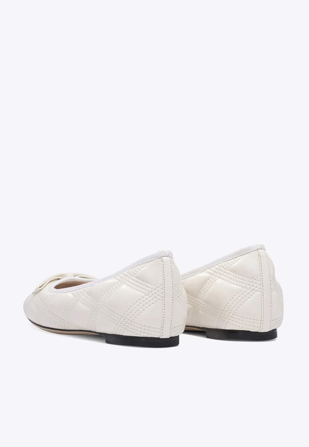 Quilted Leather Bow Ballet Flats