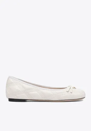 Quilted Leather Bow Ballet Flats