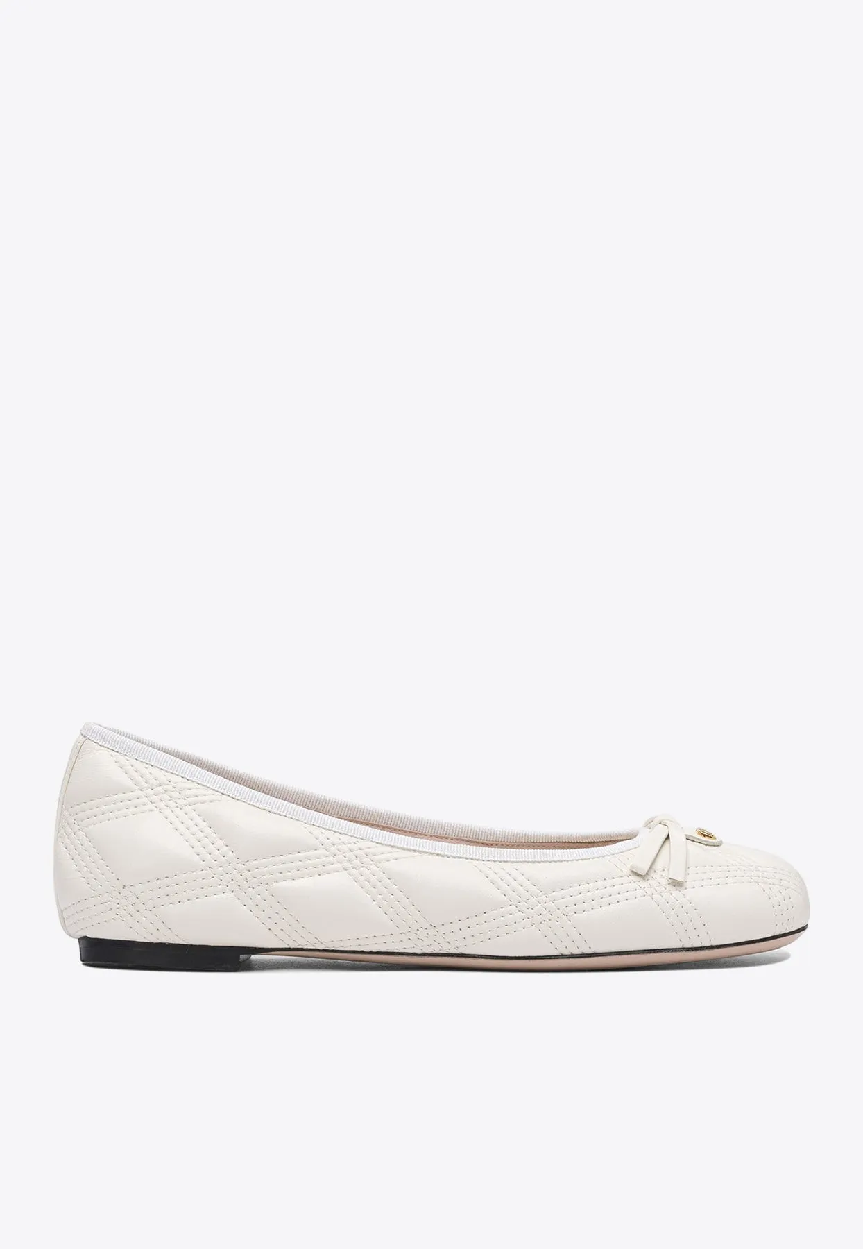 Quilted Leather Bow Ballet Flats