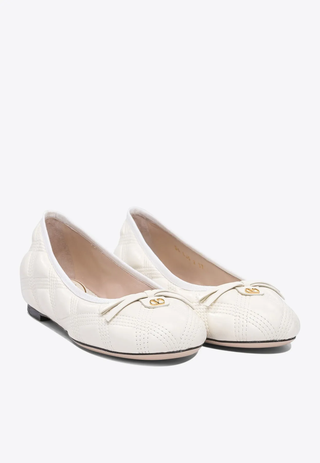 Quilted Leather Bow Ballet Flats