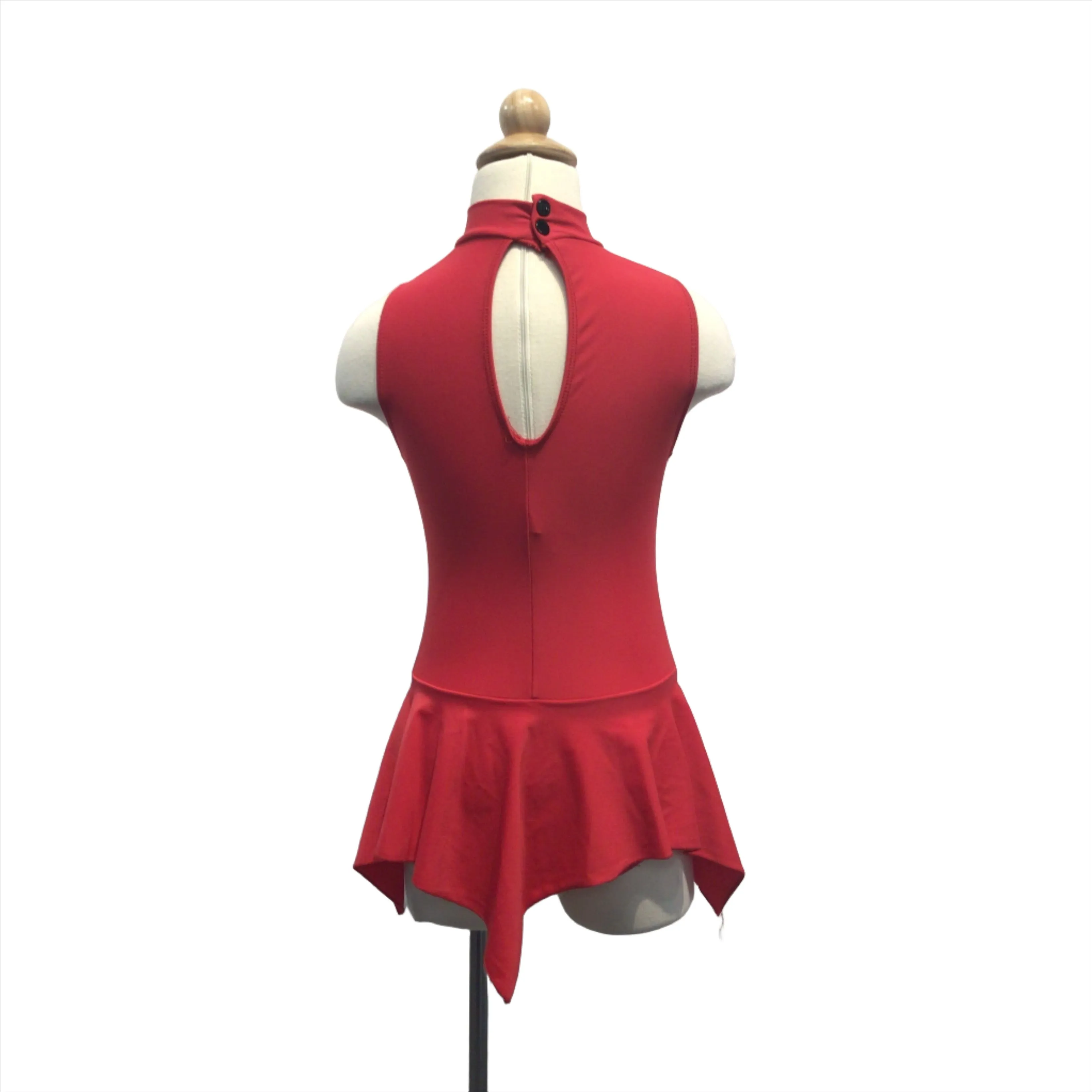 Red Lyrical Dress with Pointed Hem