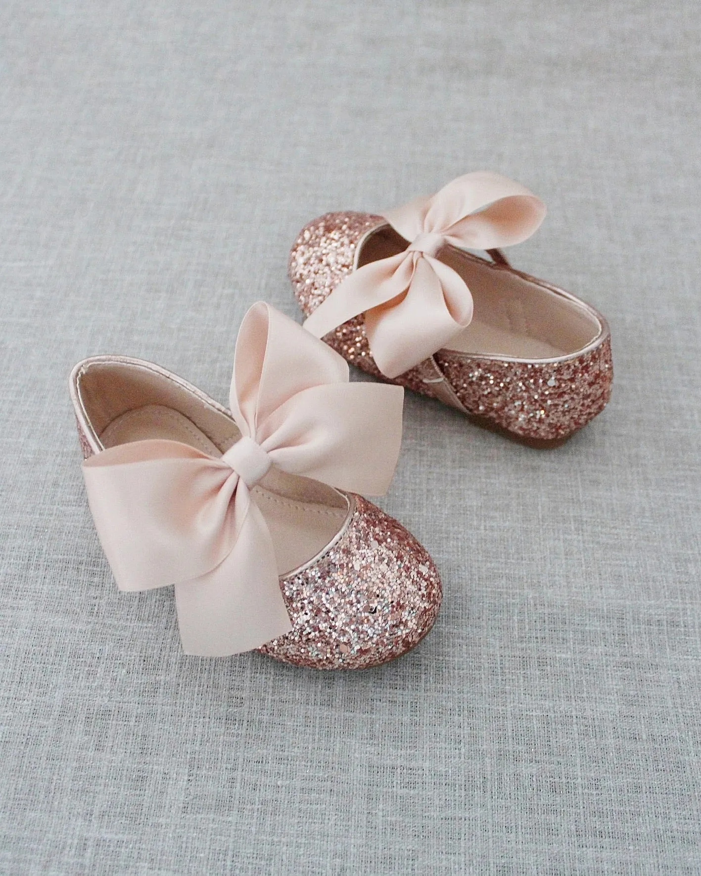 Rock Glitter Maryjane Flats with Satin Bow