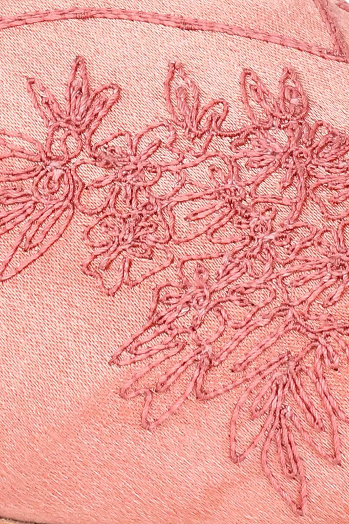 Rose Gold Pointed Toe Embroidered Flat - ZLynn