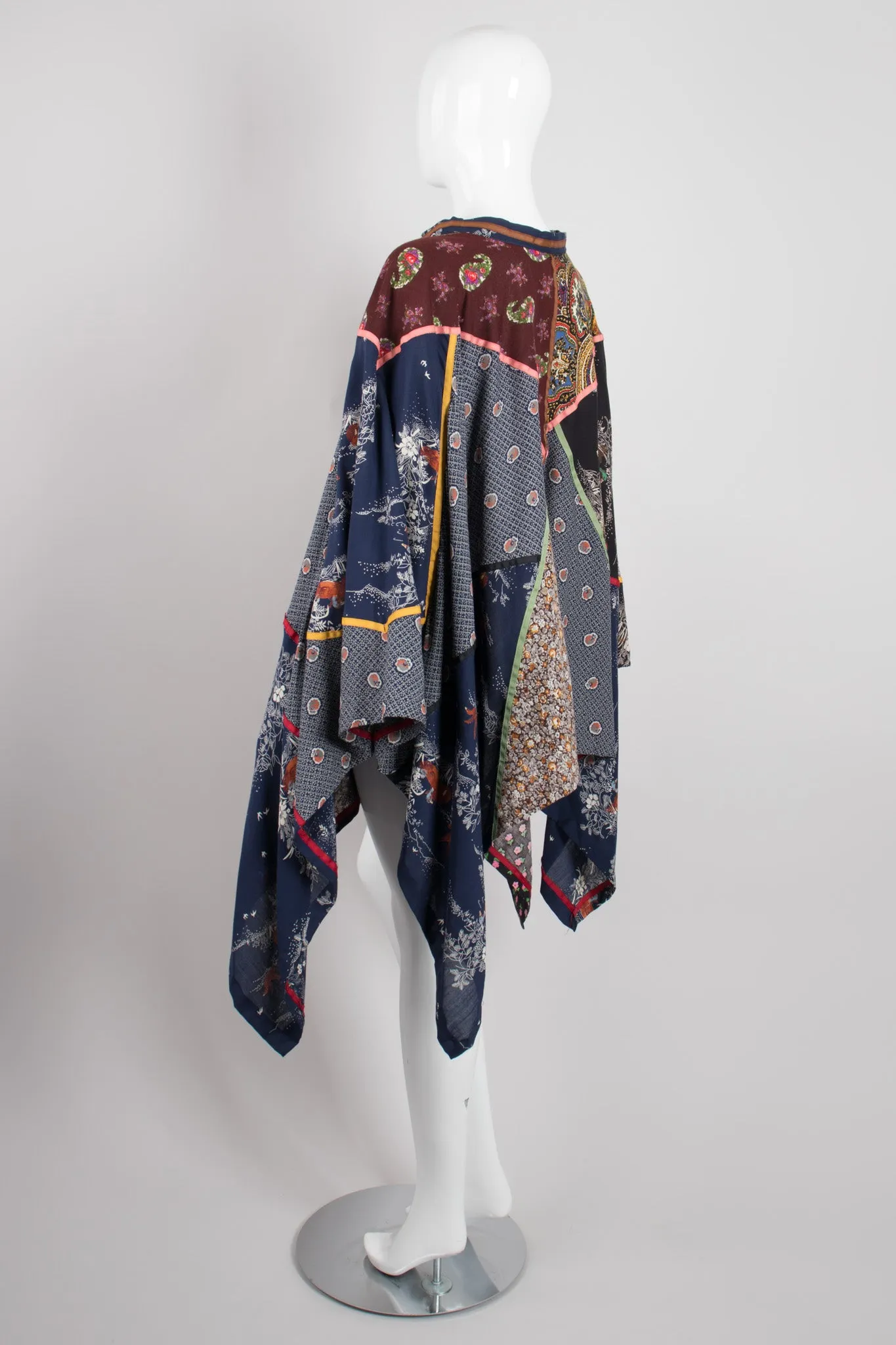 Stand Collar Patchwork Poncho