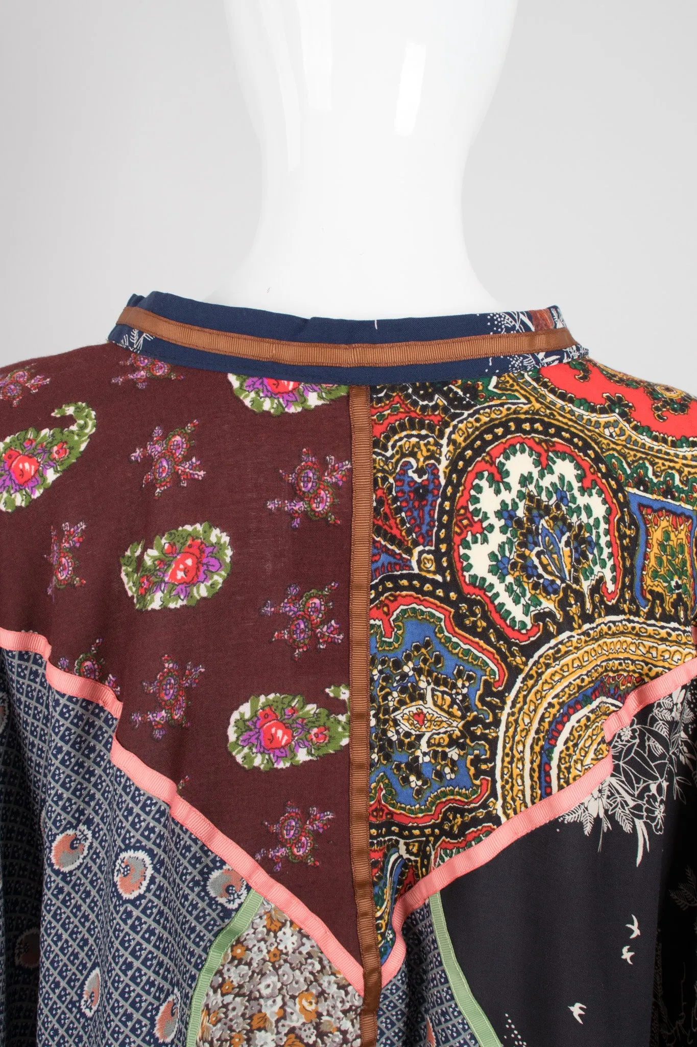 Stand Collar Patchwork Poncho