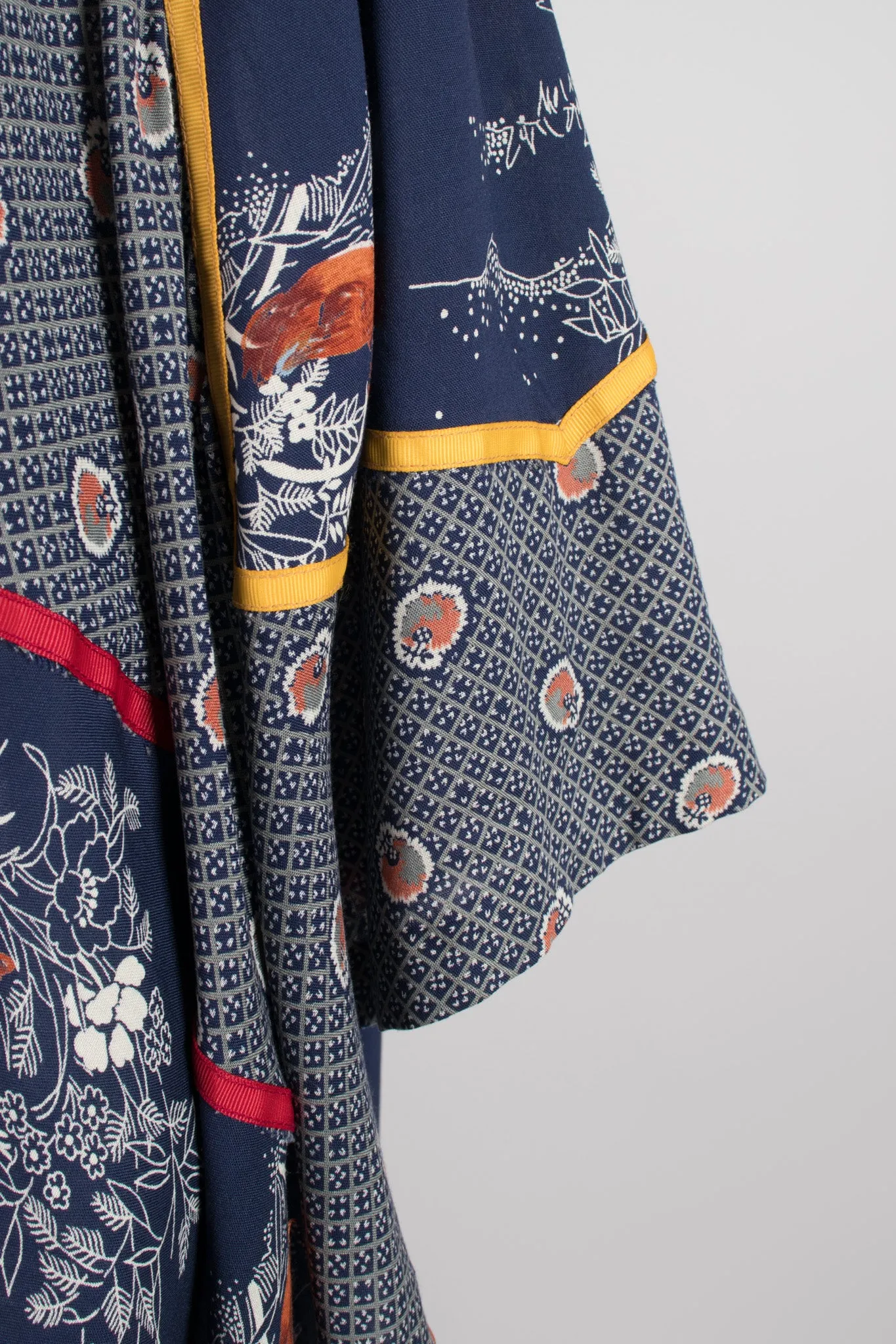 Stand Collar Patchwork Poncho