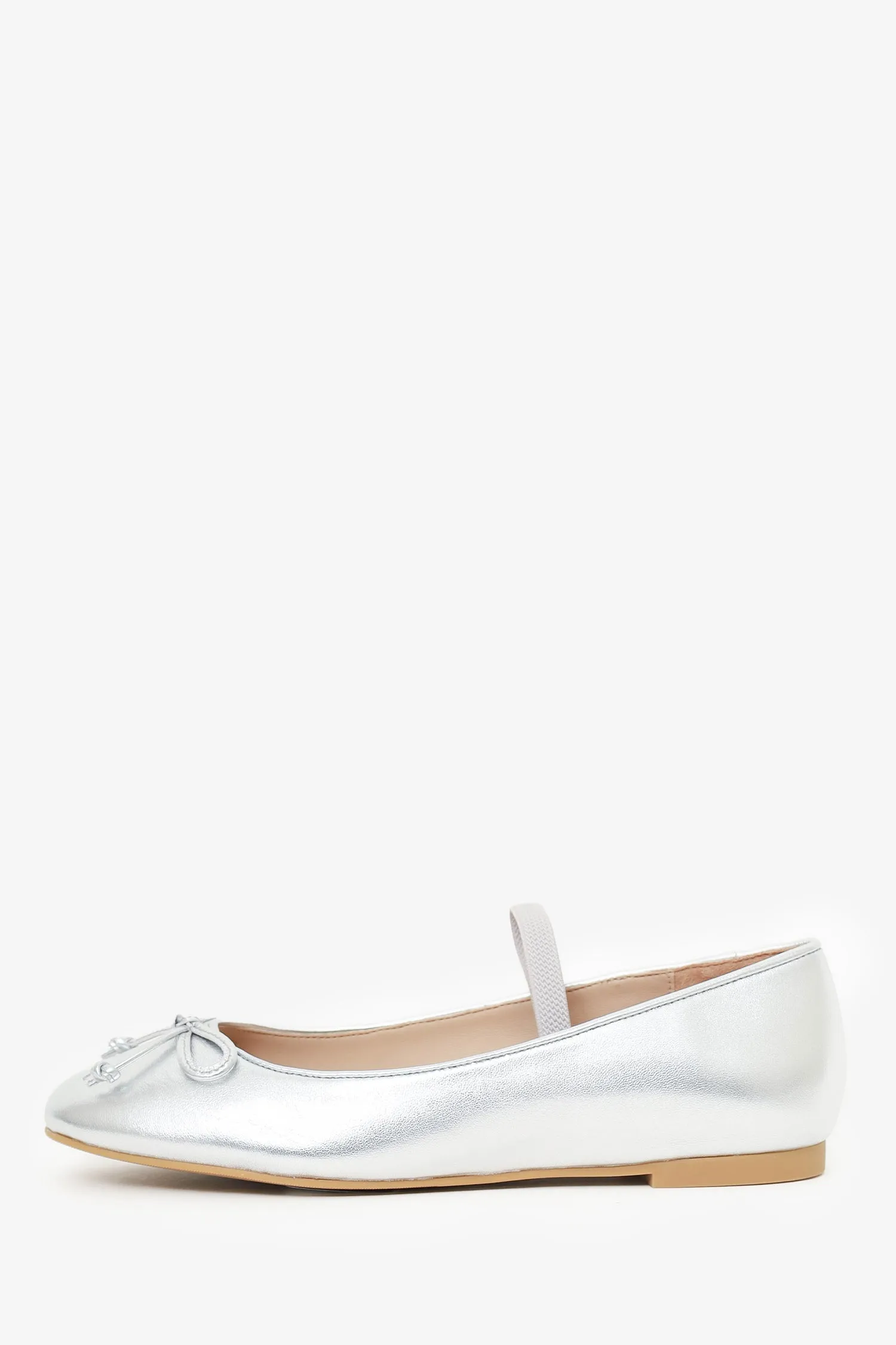 Stuart Weitzman Silver Leather 'Gabby' Ballet Flats Size 36