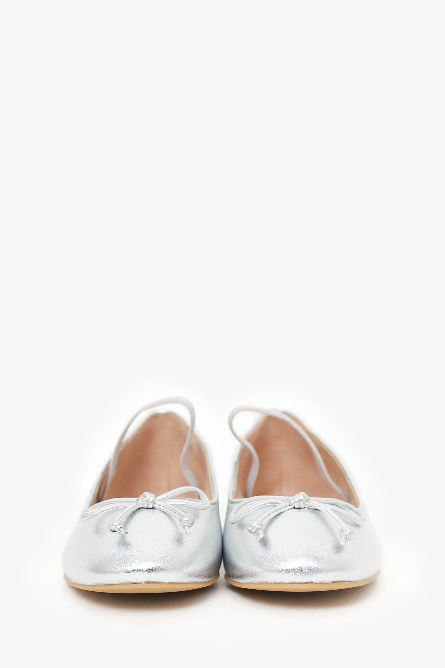 Stuart Weitzman Silver Leather 'Gabby' Ballet Flats Size 36