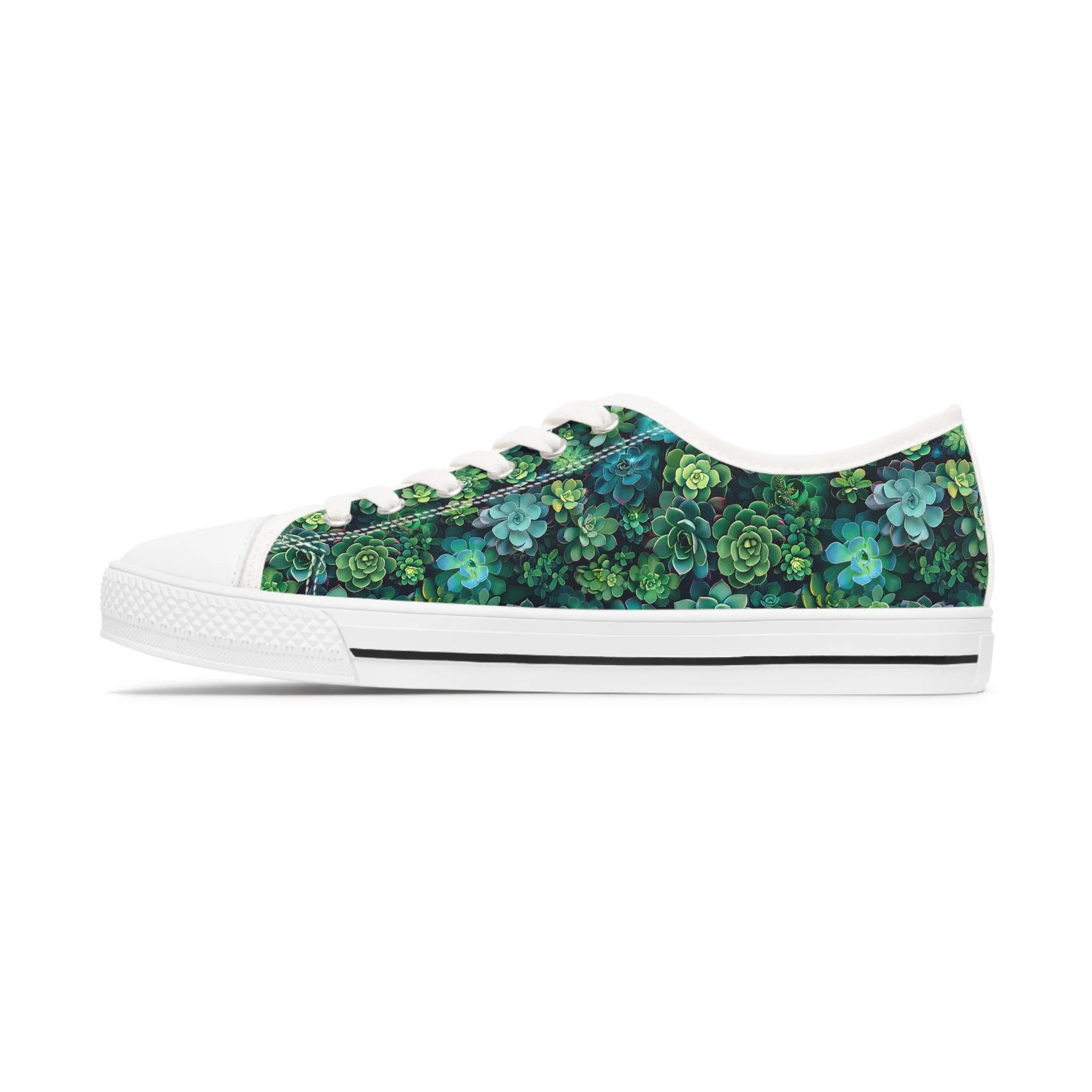 Succulent Forest Ladies' Low Top Sneakers - Walk in Nature - Where Every Step Blooms with Freshness!
