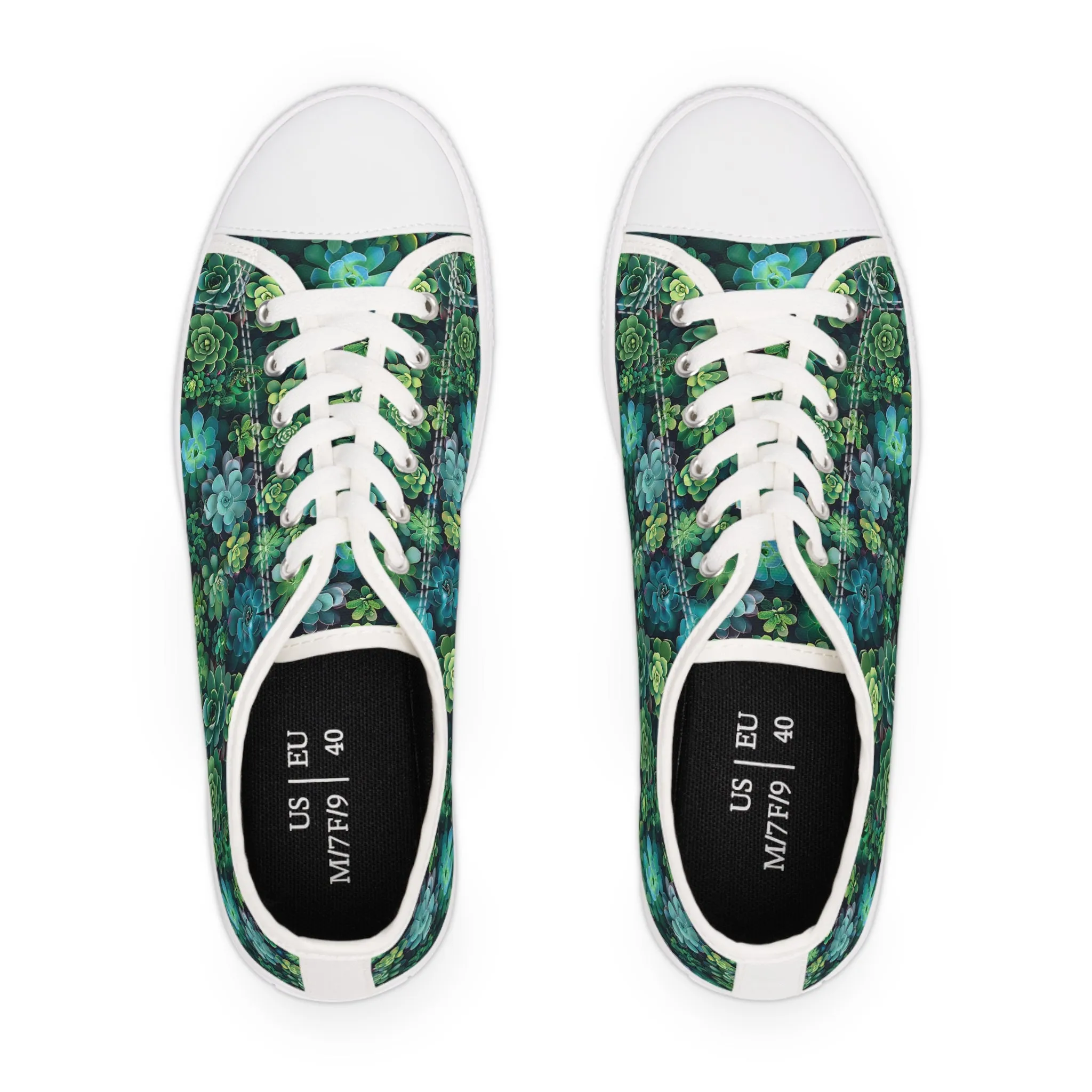 Succulent Forest Ladies' Low Top Sneakers - Walk in Nature - Where Every Step Blooms with Freshness!