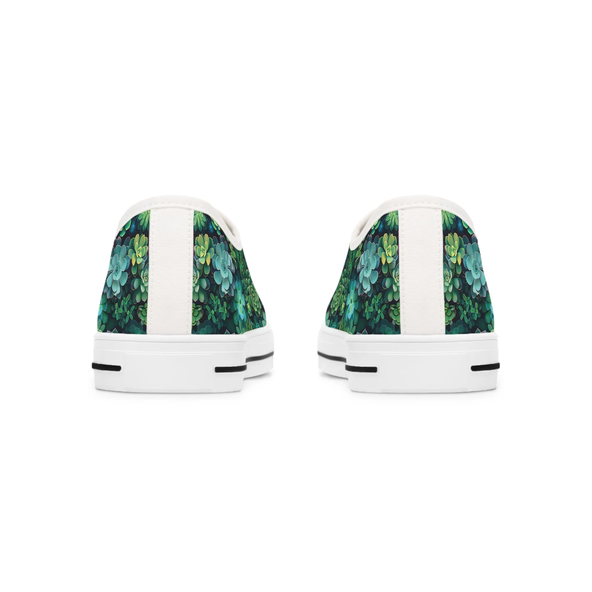 Succulent Forest Ladies' Low Top Sneakers - Walk in Nature - Where Every Step Blooms with Freshness!