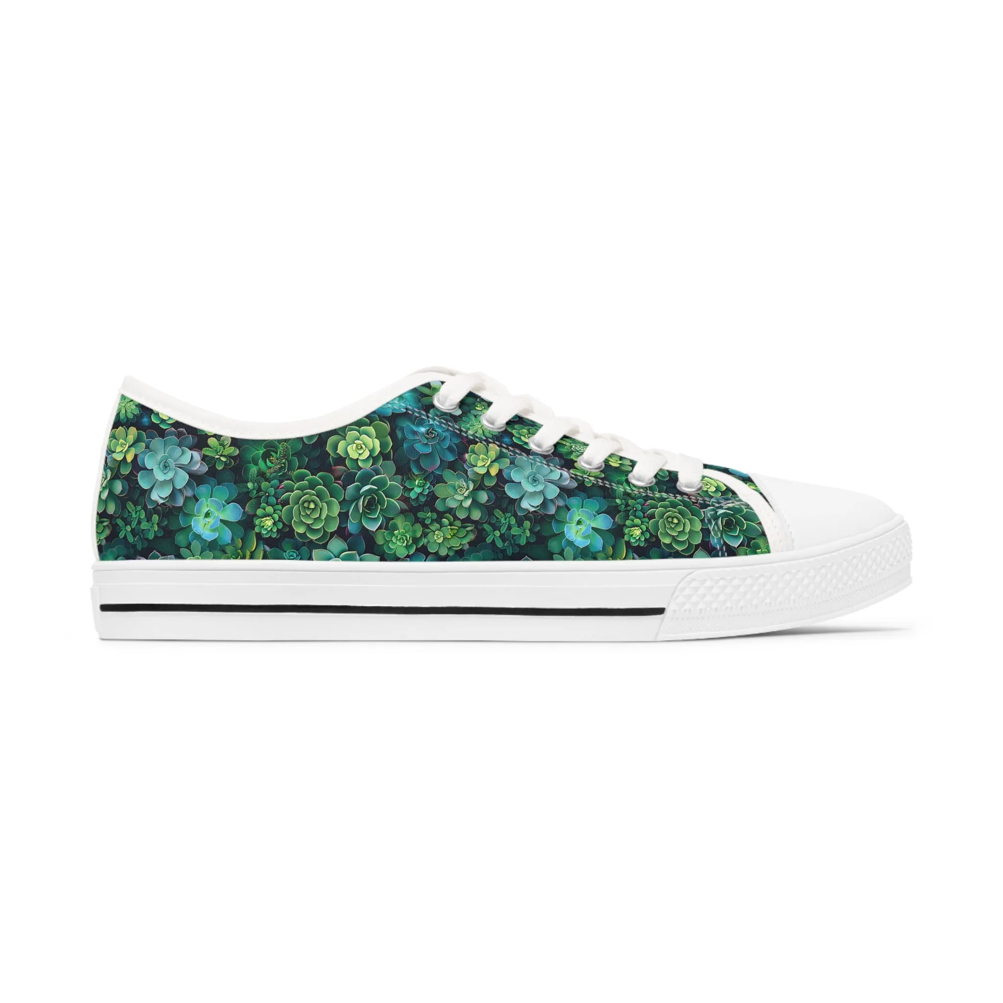 Succulent Forest Ladies' Low Top Sneakers - Walk in Nature - Where Every Step Blooms with Freshness!