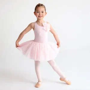 Tegan: Sequin Tulle Bow Tutu Dress in Pink
