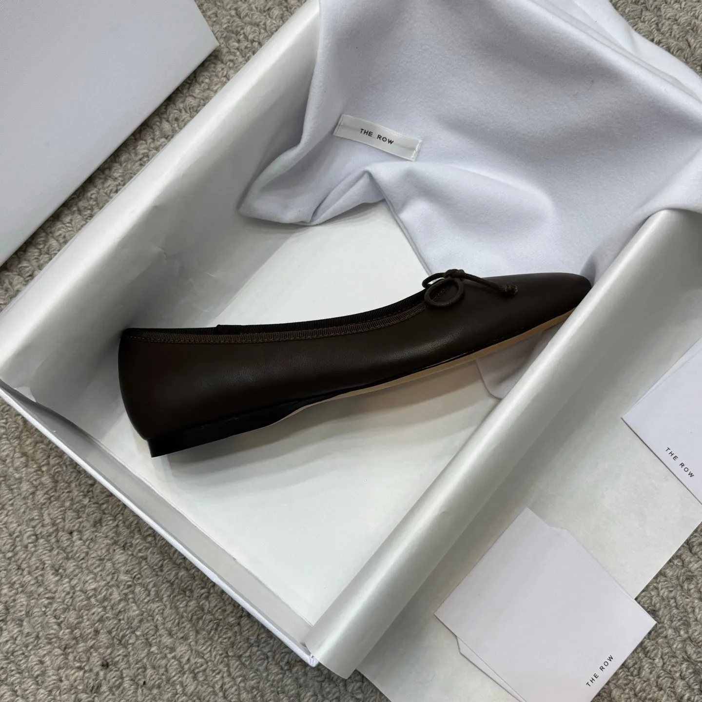 The Row Ballet Flats Bow Dark Brown Cowhide 290729
