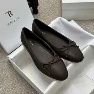 The Row Ballet Flats Bow Dark Brown Cowhide 290729