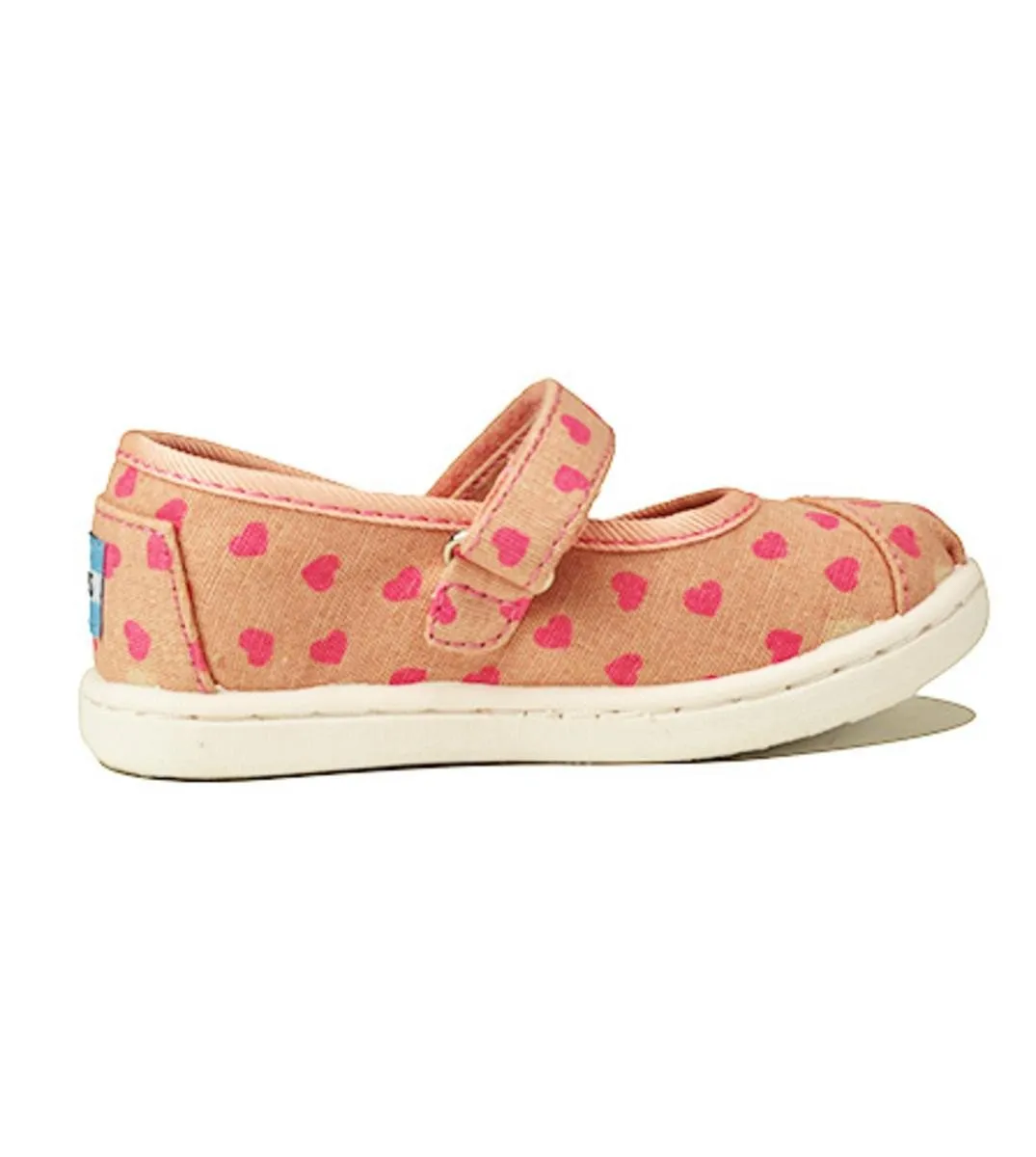 Tiny Toms: Mary Jane Pink Canvas Hearts