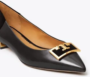 TORY BURCH GIGI CALFSKIN LEATHER AND SUEDE POINTED TOE SHOES