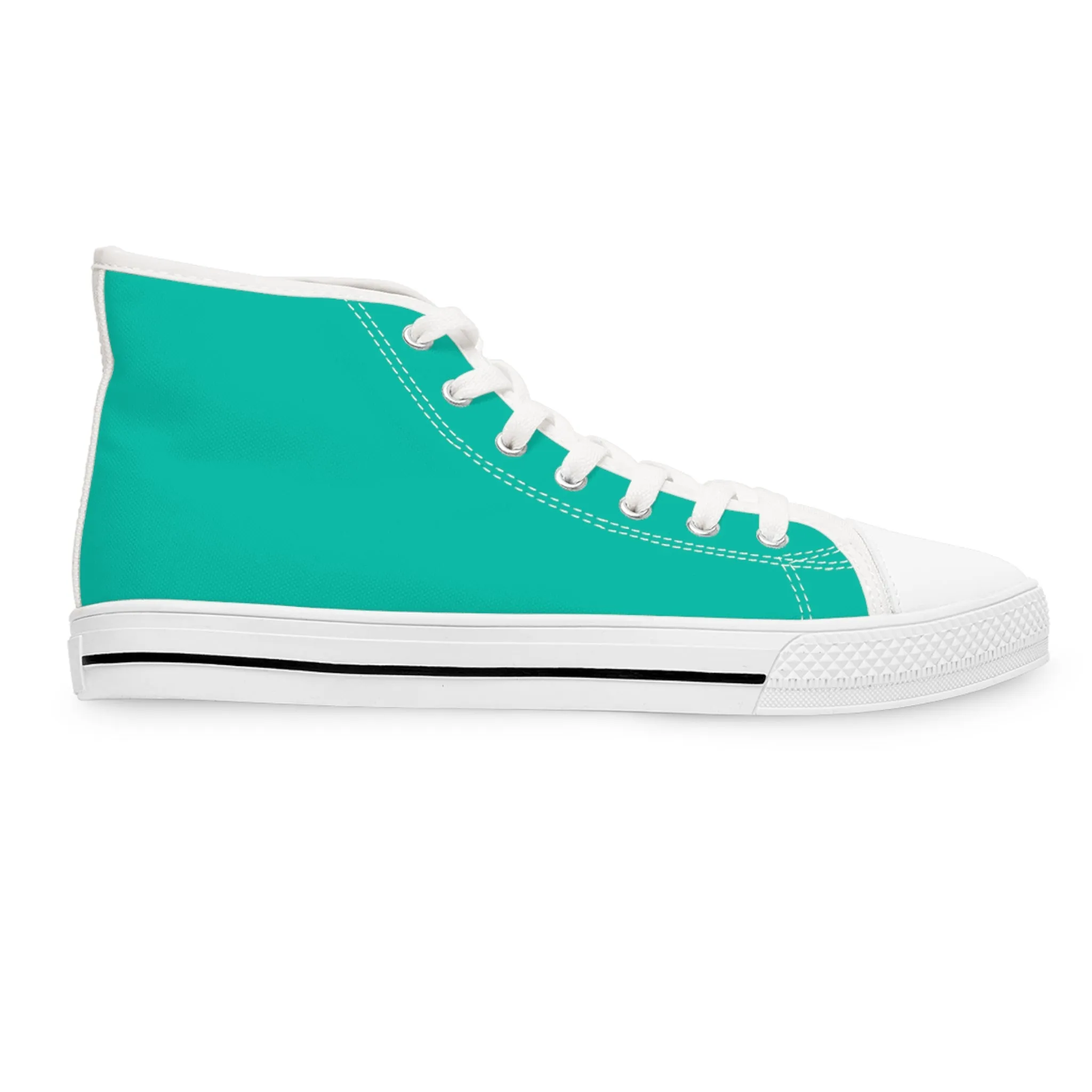Turquoise Reef Ladies' Two-Tone High Top Sneakers - Where Turquoise Meets Blue – Step into the Tranquility of the Ocean!