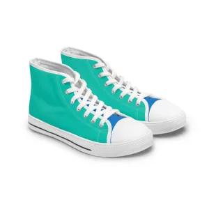 Turquoise Reef Ladies' Two-Tone High Top Sneakers - Where Turquoise Meets Blue – Step into the Tranquility of the Ocean!