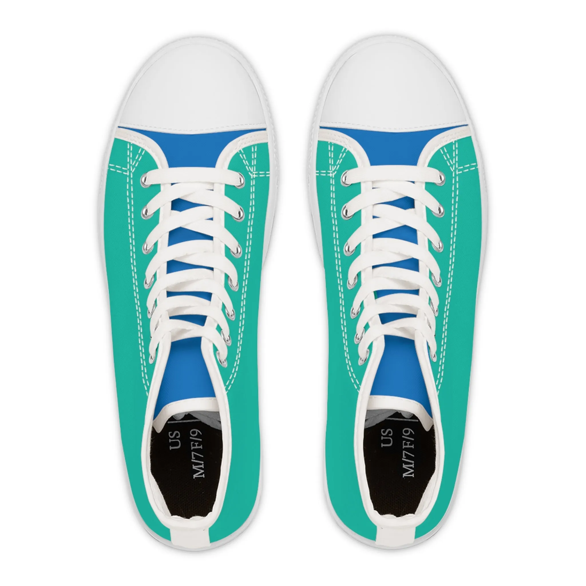 Turquoise Reef Ladies' Two-Tone High Top Sneakers - Where Turquoise Meets Blue – Step into the Tranquility of the Ocean!
