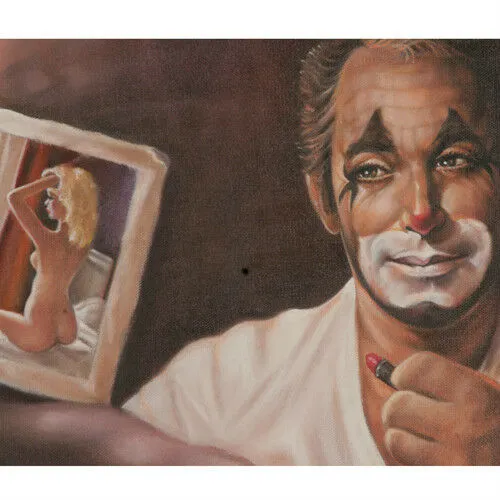 Untitled (Clown Applying Makeup) By Anthony Sidoni Oil on Canvas 24"x24"