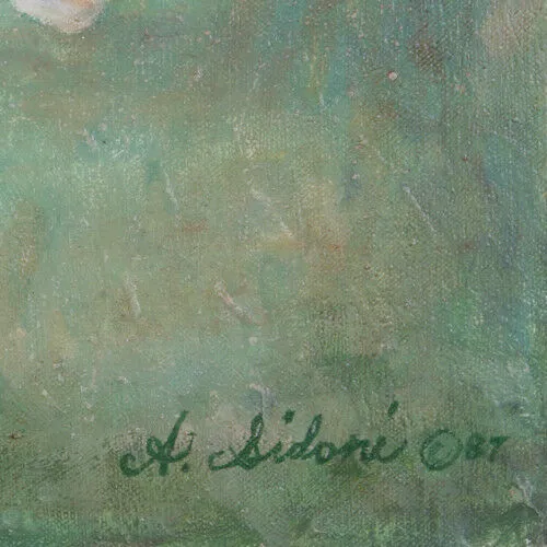 Untitled (Mother/Daughter Holding Hands) by Anthony Sidoni Signed Oil on Canvas