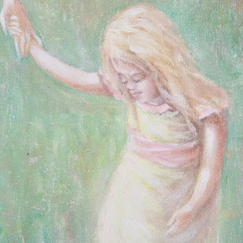 Untitled (Mother/Daughter Holding Hands) by Anthony Sidoni Signed Oil on Canvas