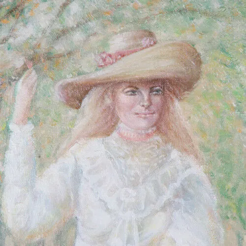 Untitled (Mother/Daughter Holding Hands) by Anthony Sidoni Signed Oil on Canvas