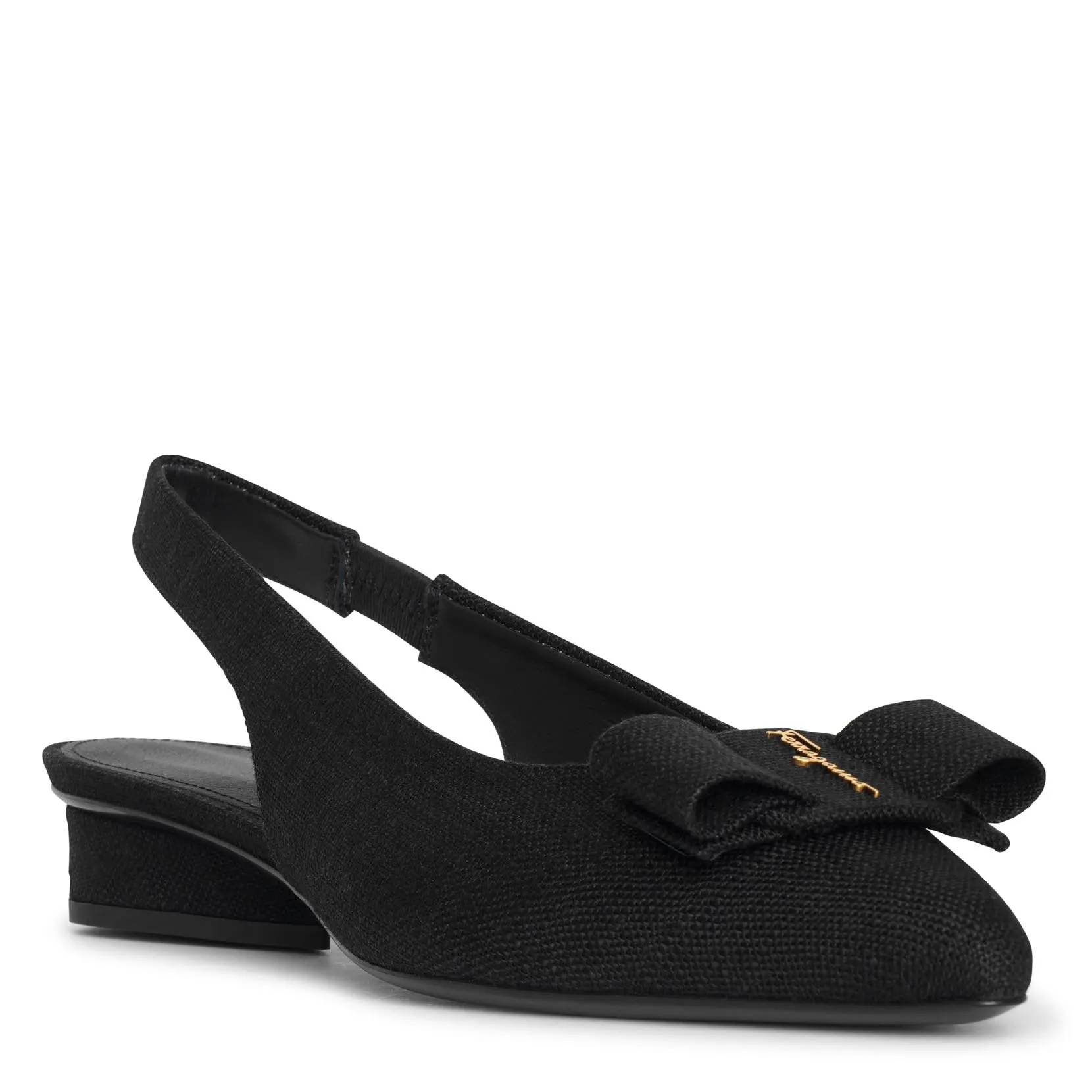 Viva sling black linnen flats