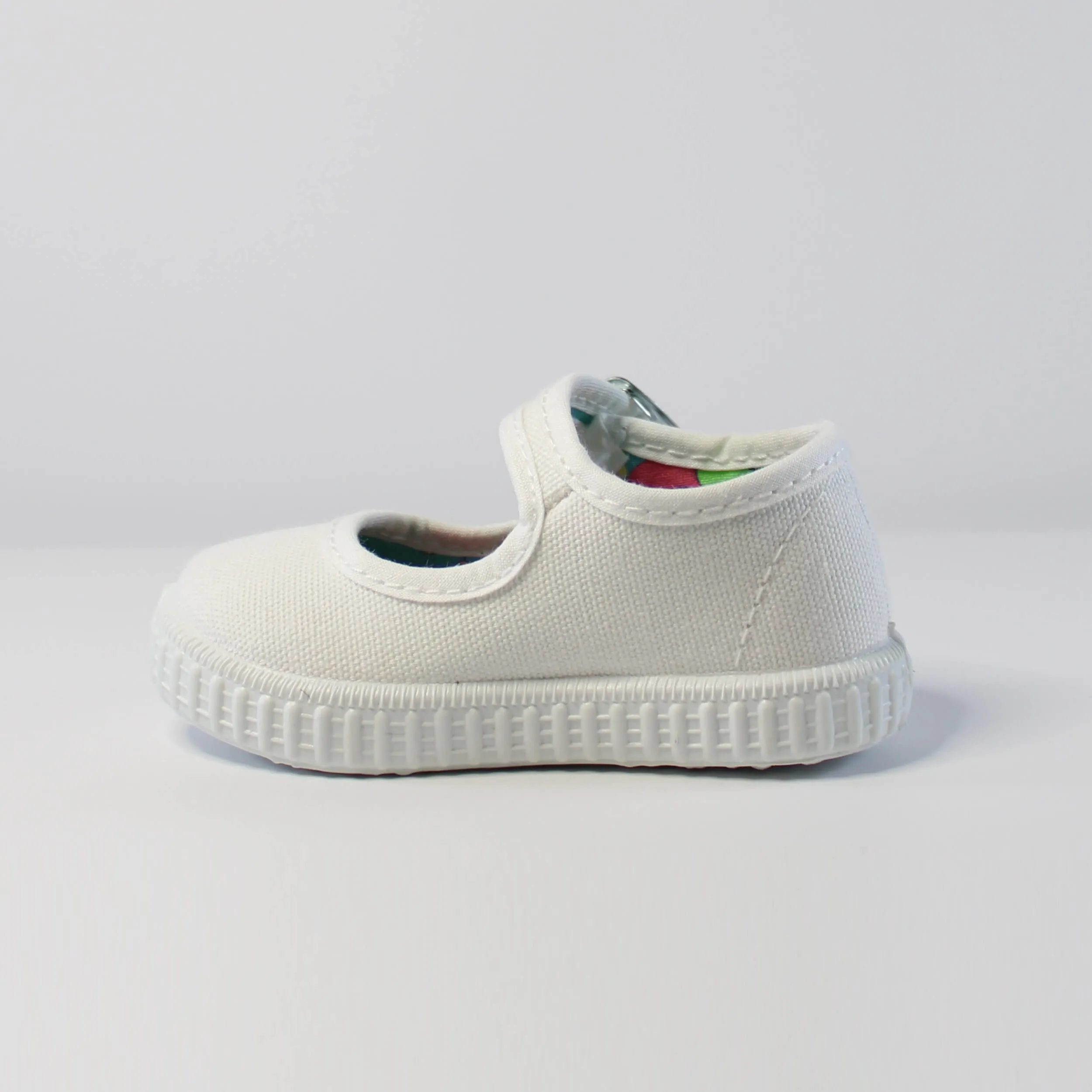 White Canvas Mary Jane's