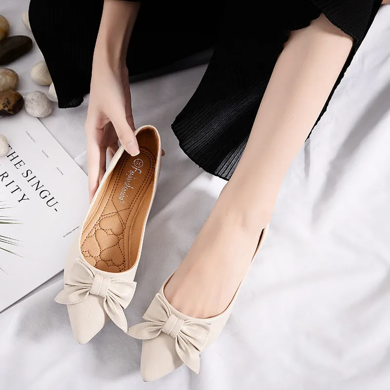 womens flats shoes ballet Leather Pointed toe ballerina