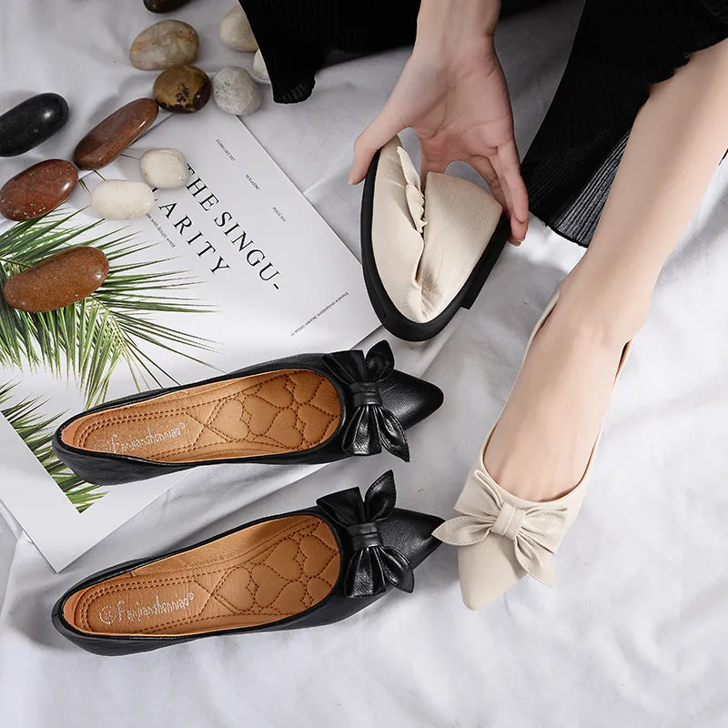 womens flats shoes ballet Leather Pointed toe ballerina