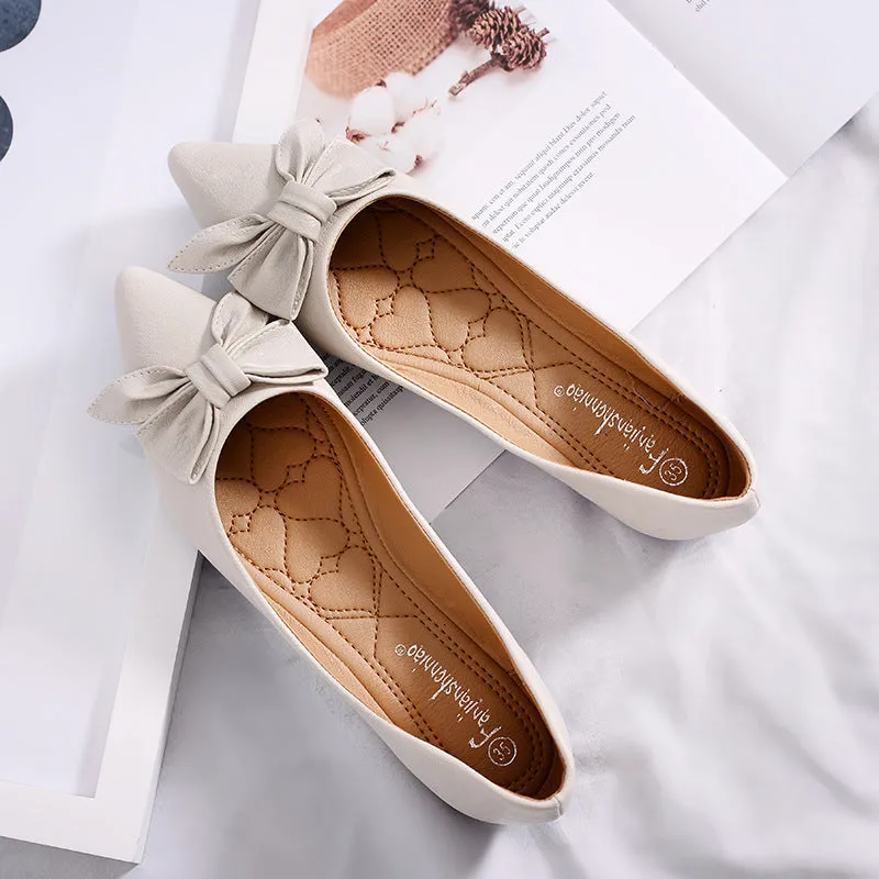 womens flats shoes ballet Leather Pointed toe ballerina