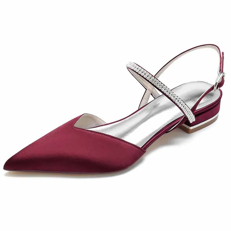 Women's Wedding Shoes Flats Dress Shoes Comfort Bridal Shoes Low Heel Slingback Bridal Sandals